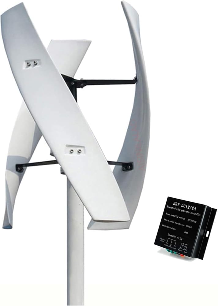 2000W-6000W Vertical Wind Turbine, 3 Blades 12V 24V 48V 220V 3 Phase Home Small Vertical Wind Turbine with Controller High Efficiency and No Noise (White)