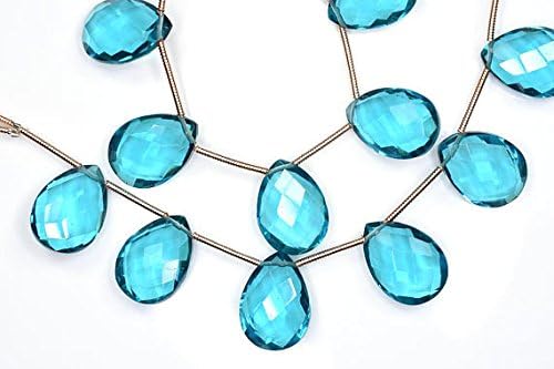 2 Strands AAAA Vivid 12x16mm 6 Matched Pair Vivid London Blue Topaz Quartz Microfaceted Pear Briolette Pair Beads