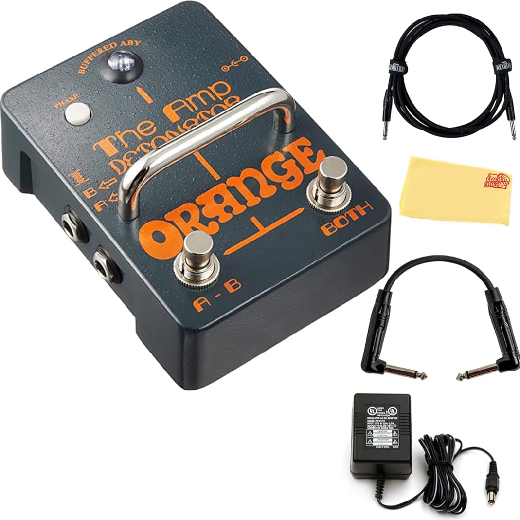 Orange Amp-Detonator Boost EQ Guitar Effects Pedal - Bundle with Instrument Cable, Patch Cable, and Austin Bazaar Polishing Cloth