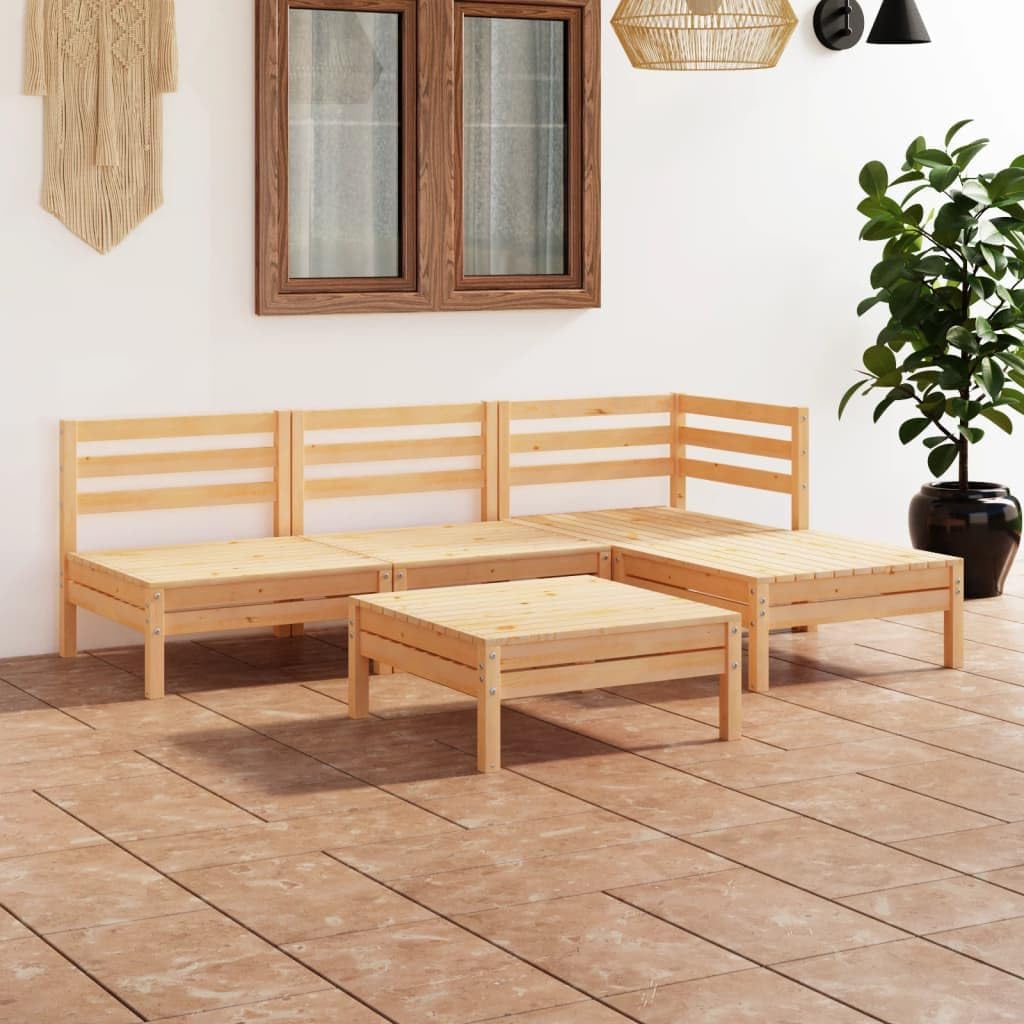 5 Piece Patio Lounge Set Solid Pinewood,Versatile Wooden Garden Lounge Set: Rustic Charm for Relaxing and Entertaining Furniture Sets for Patio, Lawn & Garden