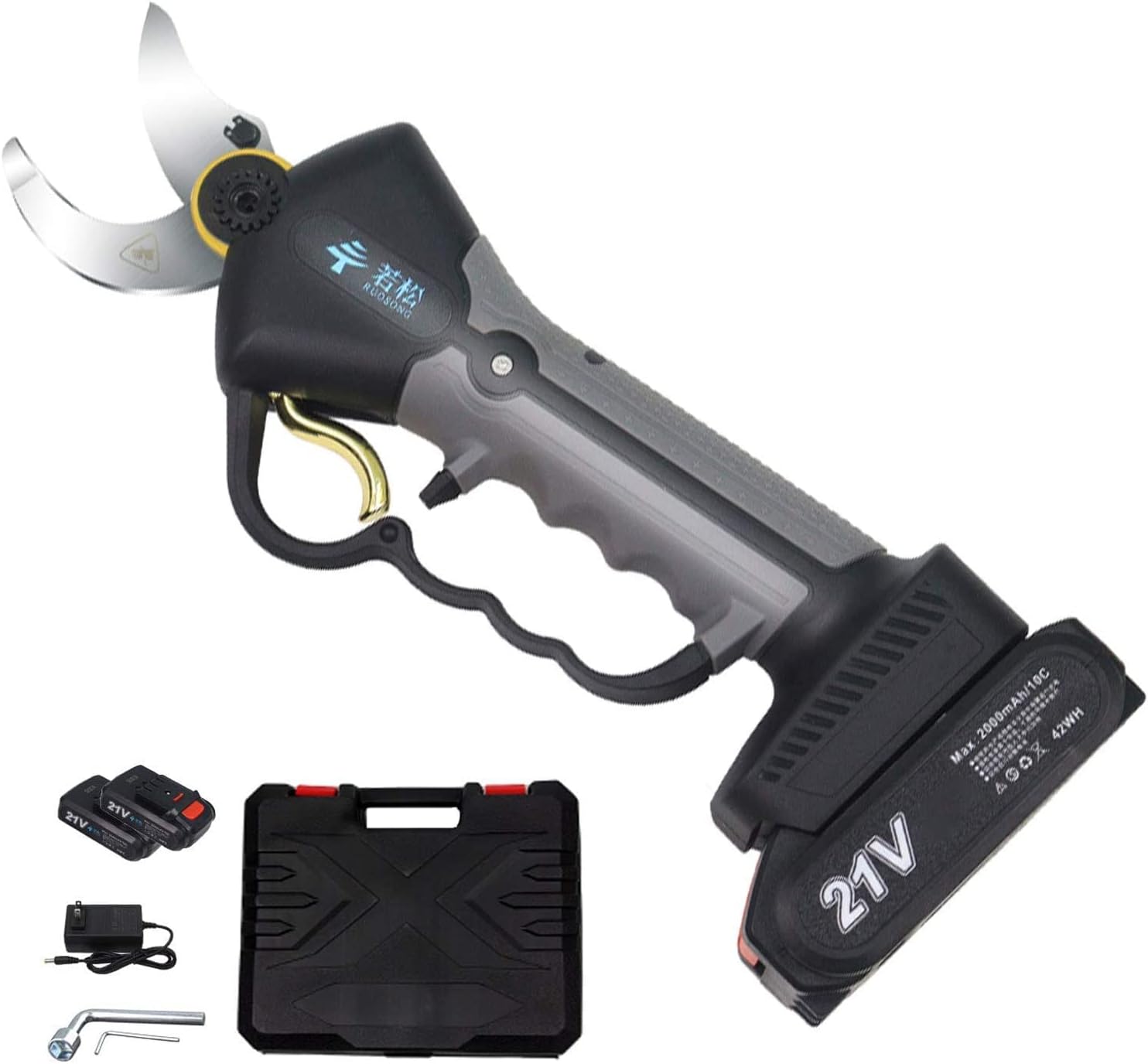 Electric Pruning Shears for Bushes, Tree Branch, Cordless Electric Pruner with 2 Lithium Battery, 1.4inch Diameter, Waterproof