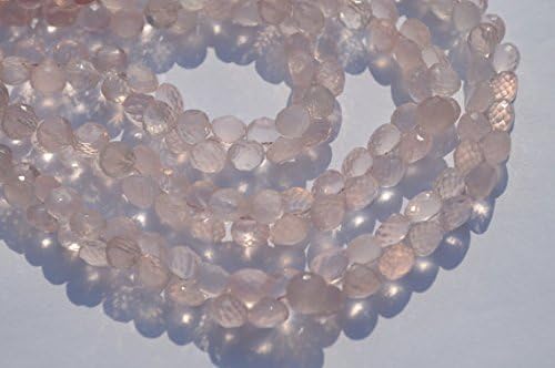 13 inch natural beads strand of 7mm faceted onion rose quartz gemstone briolletes beads for DIY jewelry - necklace, bracelet, earring, ring.