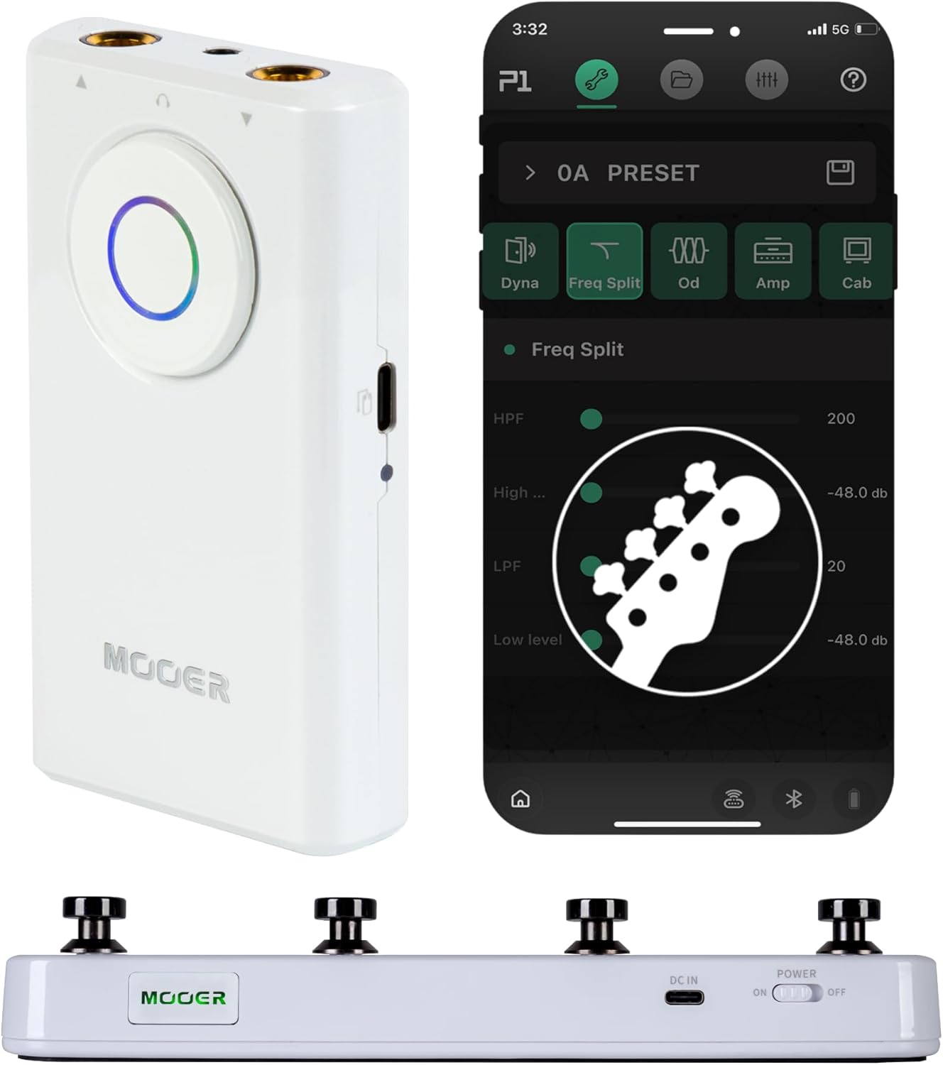MOOER Prime P1 Pocket Bass Gutar Multi Effects Pedal Headphone Amplifier Practice Tool Looper Drum Machine