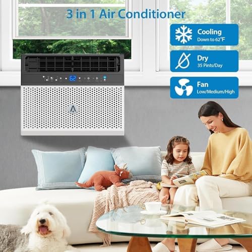 PioneerWorks U-Shaped Smart Inverter Window Air Conditioner 8000 BTU, Cools 370 Sq.Ft, Energy Star Certified, Ultra Quiet with Remote & App Control, 6 Modes, 24H Timer