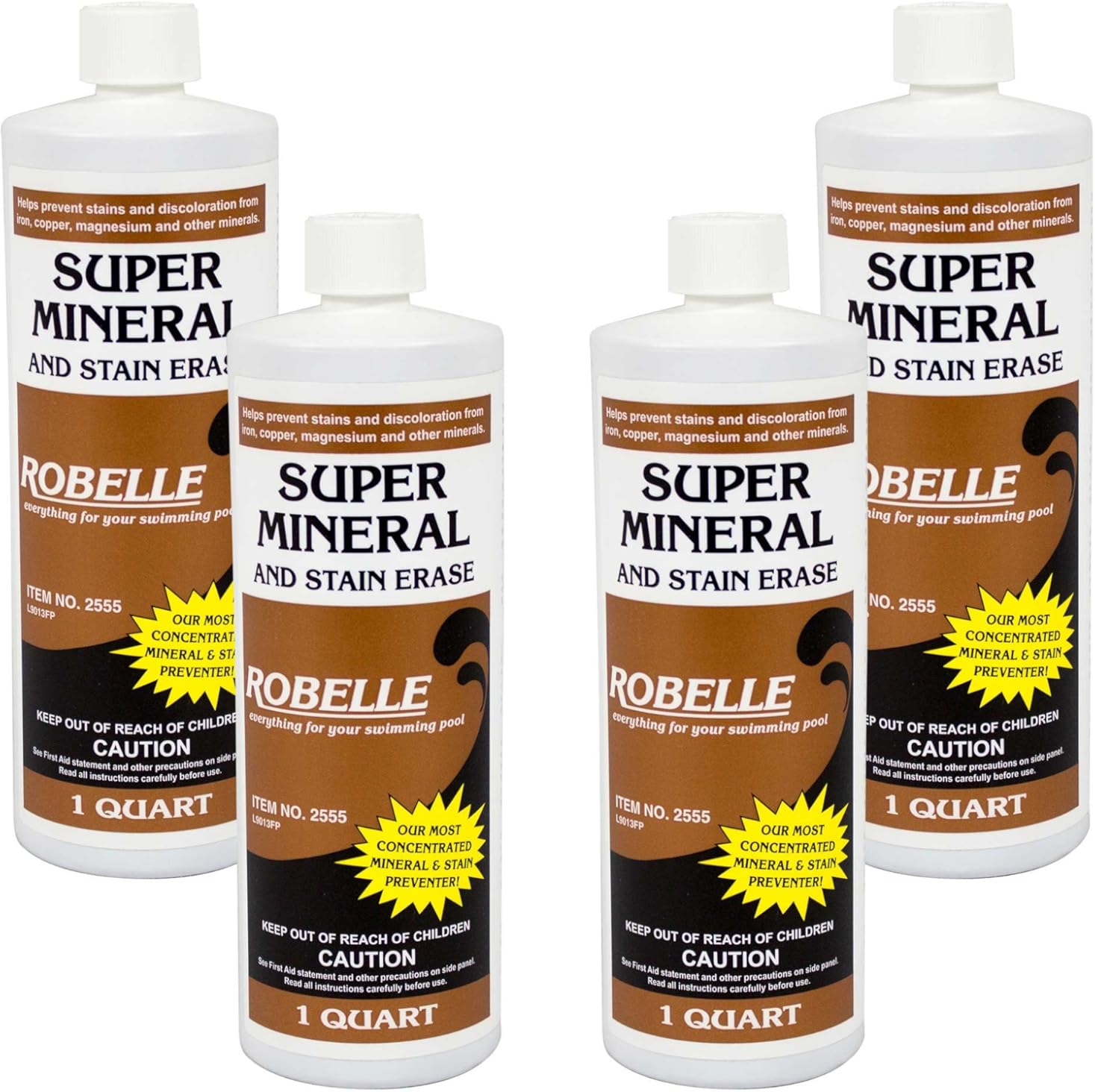 Robelle 1-Quart 4-Pack Super Mineral and Stain Erase, Pool Metal Remover, Stain Remover, Made in USA