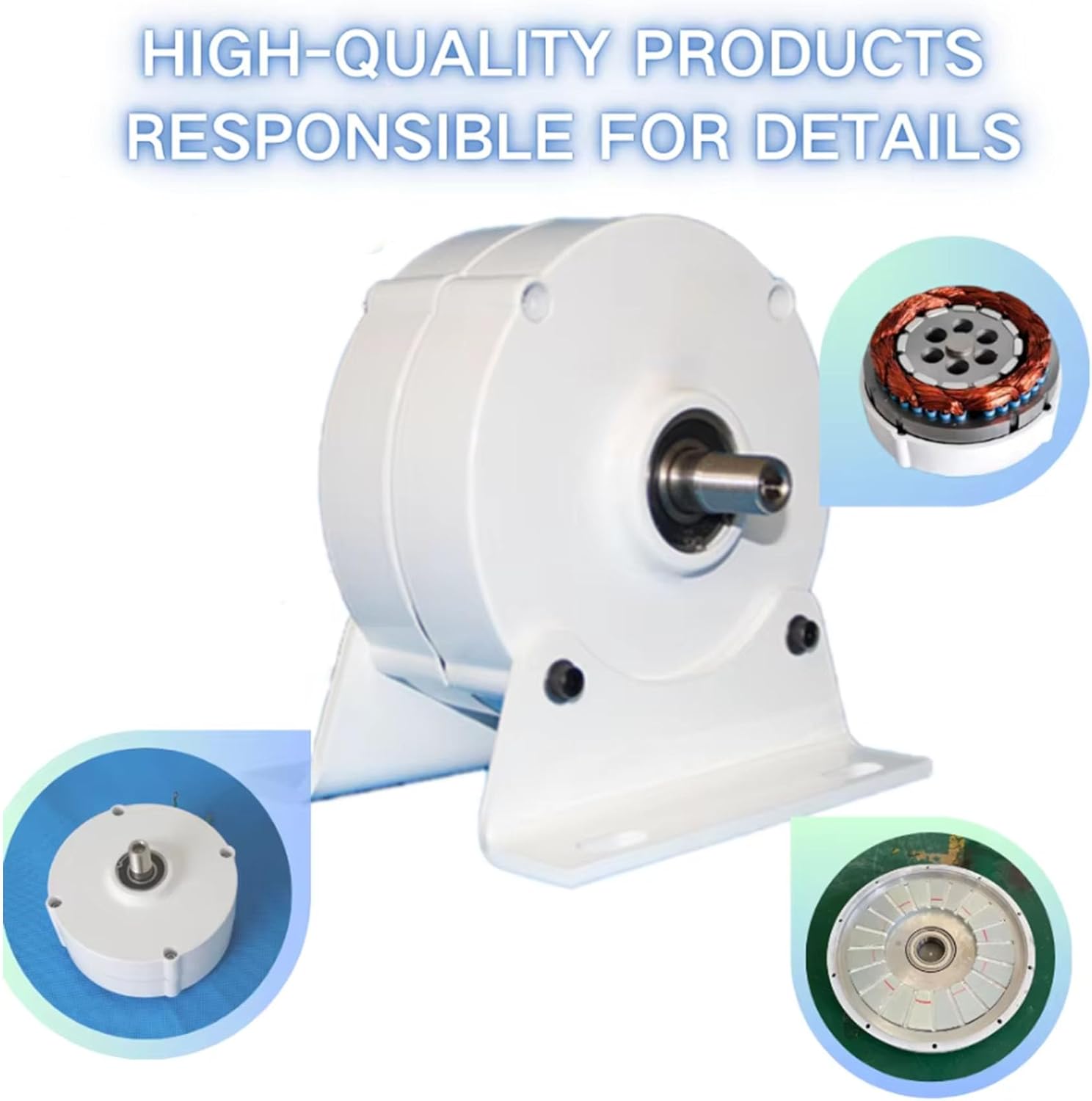 220v,BAOJUHUIKANG 48V Wind Turbine Generator,2000W 12V 24V 48V AC Gearless Permanent Magnet AC Alternators with MPPT Controller for Wind/Water Turbine(With Base)