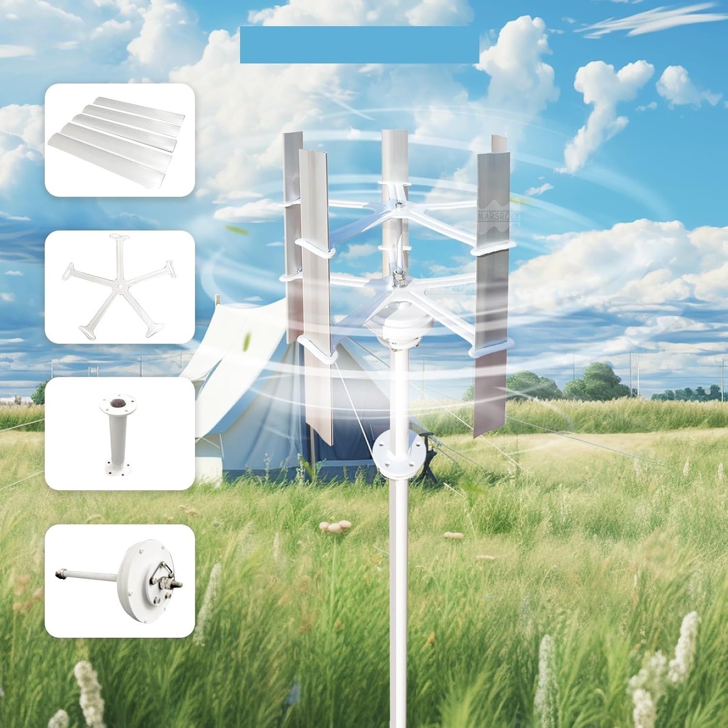 30W 12V 5 Blades Mini Vertical Axis Wind Turbine 500r/m Small Windmill Wind Turbine Generator Low Starting Speed for Home(12V_10W)