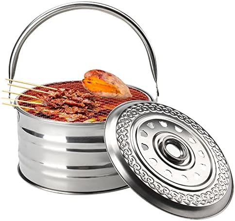 Camp Stoves Portable Camping Burner, Outdoor Fire Pits Wood Burning Small Charcoal Grill with Barbecue for Garden Patio Camping BBQ Brazier, Lightweight Fire Bowl with Handle, Easy to Carry