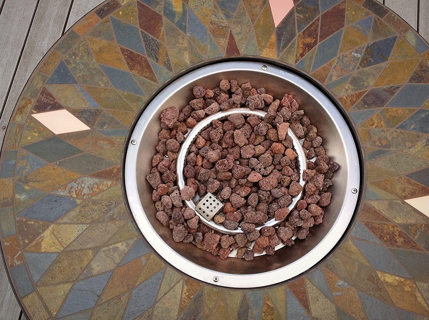 Pebble Lane Living 5 Piece Aluminum Patio Fire Pit with Swivel Rocking Cushioned Patio Chairs Set - Gray