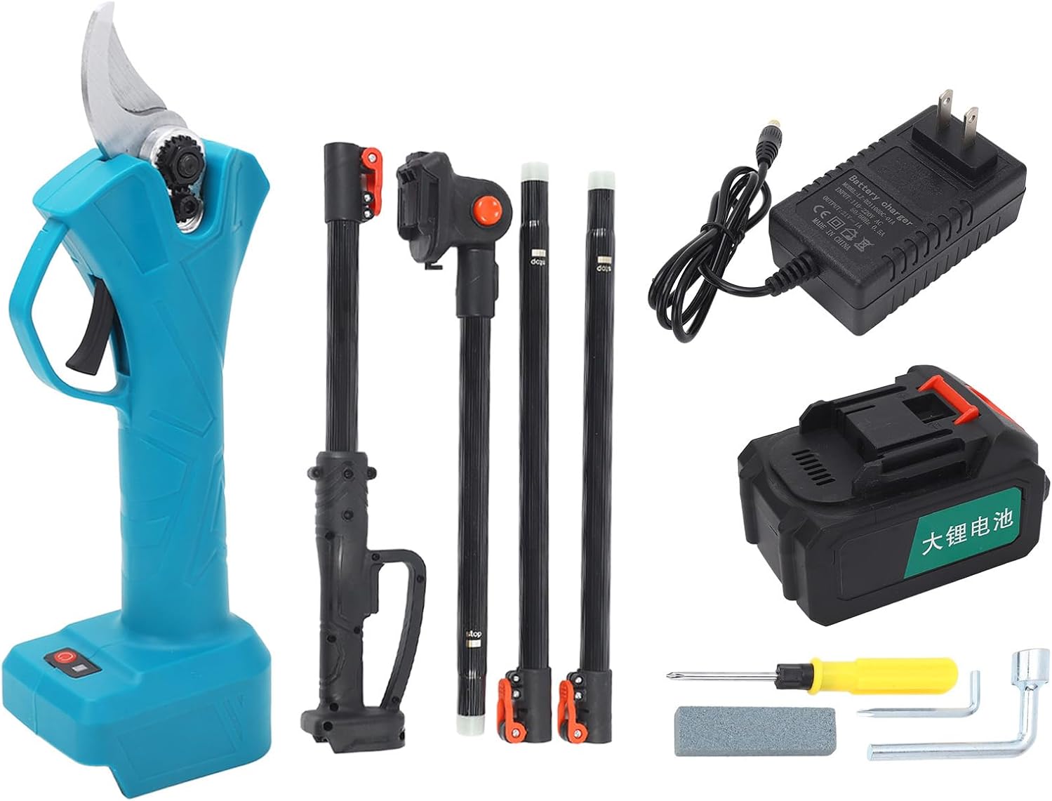 Electric Cordless Pruning Shears, Rechargeable Cordless Tree Branches Cutter with 6.56in Extension Pole, Professional Pruning Shears for Gardening, Trimming Branch (US)