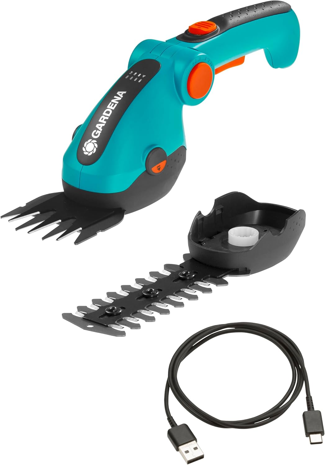 GARDENA (09888) Cordless Hedge Trimmer and Grass Shears, Electric Garden Tools for Battery Trimming of Lawn Edges, Shrubs, and Bushes. Handheld with 80 Min Runtime.