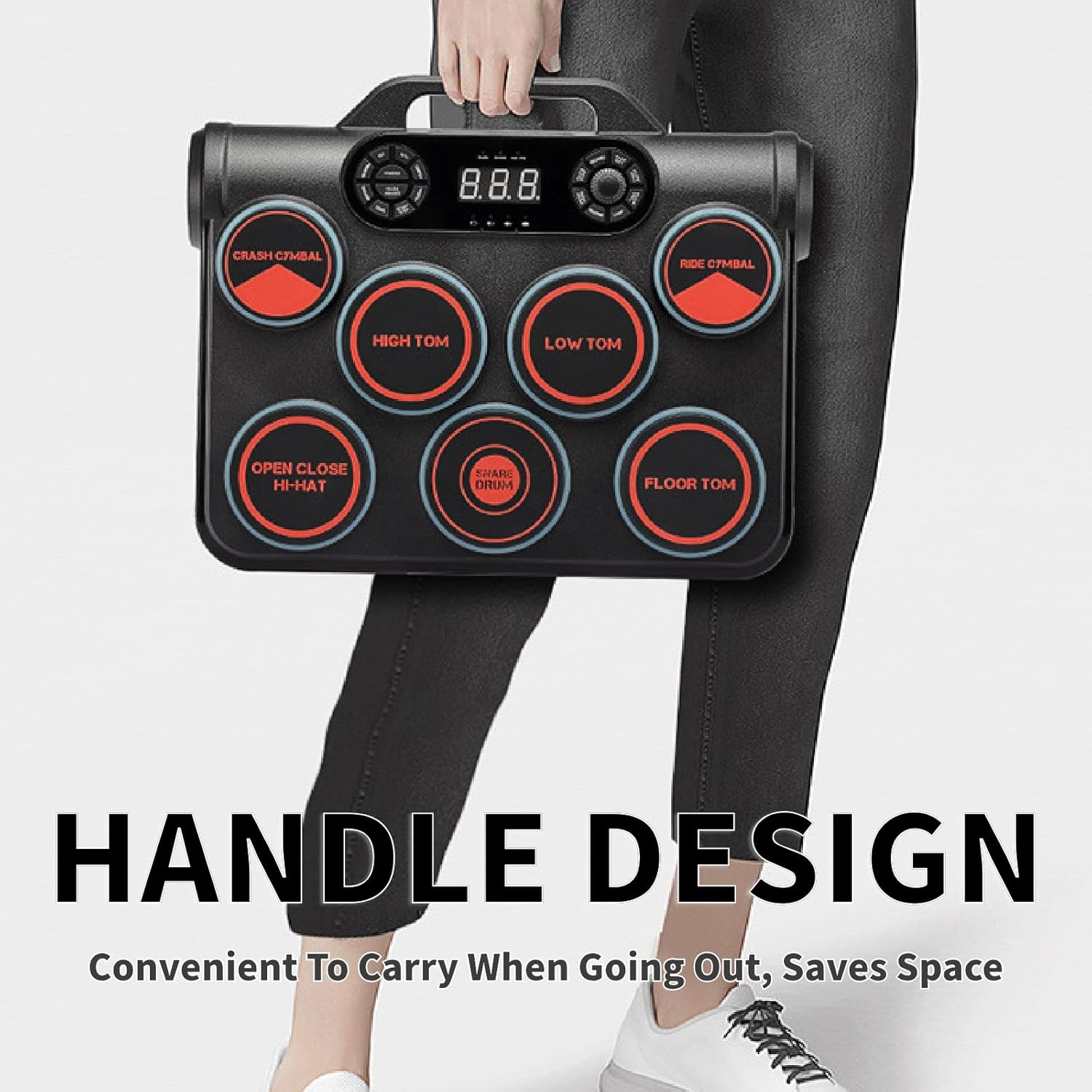 Electronic Drum Set,7-Drum Practice Pad with Headphone Jack, Roll-Up Drum Kit Machine with Built-in Speaker Drum Pedals and Sticks 10 Hours Playtime,Great Christmas for Kids