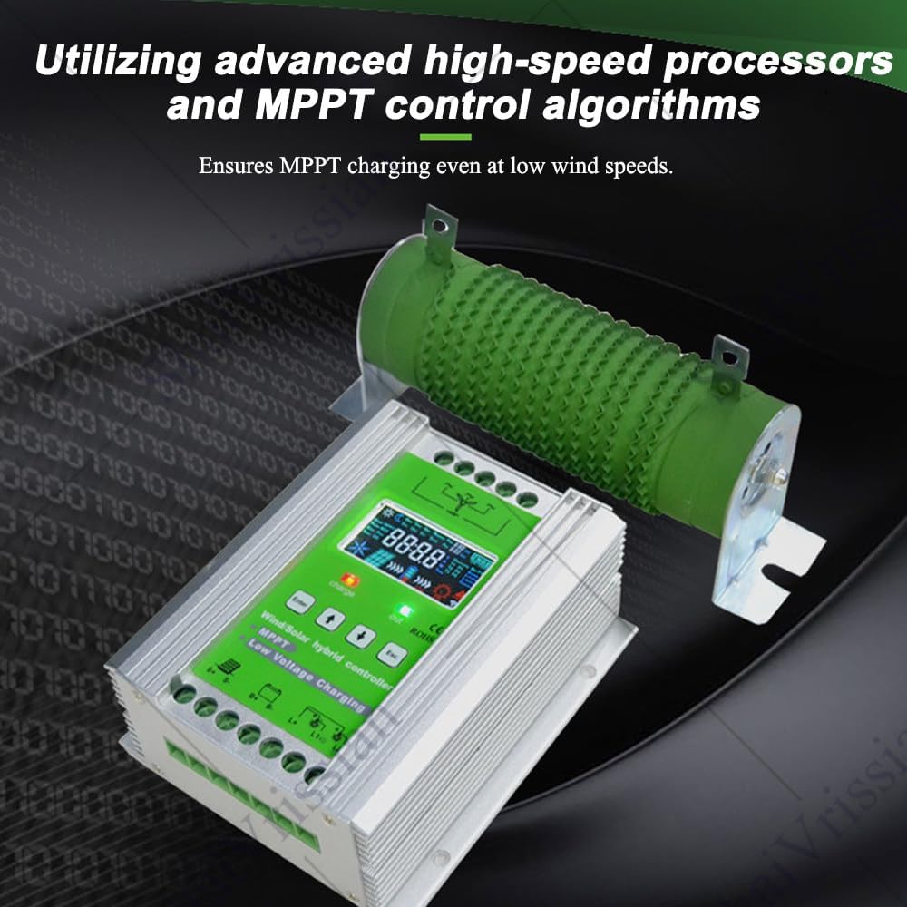300w-1200w Mppt Wind Solar Hybrid Controller,Boost Function,Voltage Automatic,for 12/24/48v Sealed and Lithium Battery,Colorful LCD Display,for Home Boat Street Light W400/S500W-12V