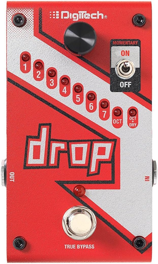 Digitech DROP Polyphonic Drop Tune Pitch-Shifter Pedal Bundle with 2 Patch Cables, 2 Instrument Cables, and 6 Dunlop Picks