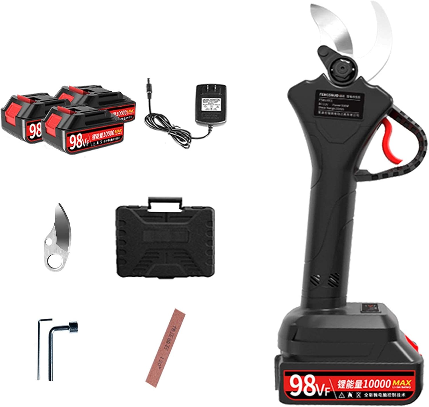 Electric Pruning Shears Cordless with 21V Rechargeable Battery,28-33mm cutting diameter scissors and extension rod, Cordless Electric Secateur (3.3cm