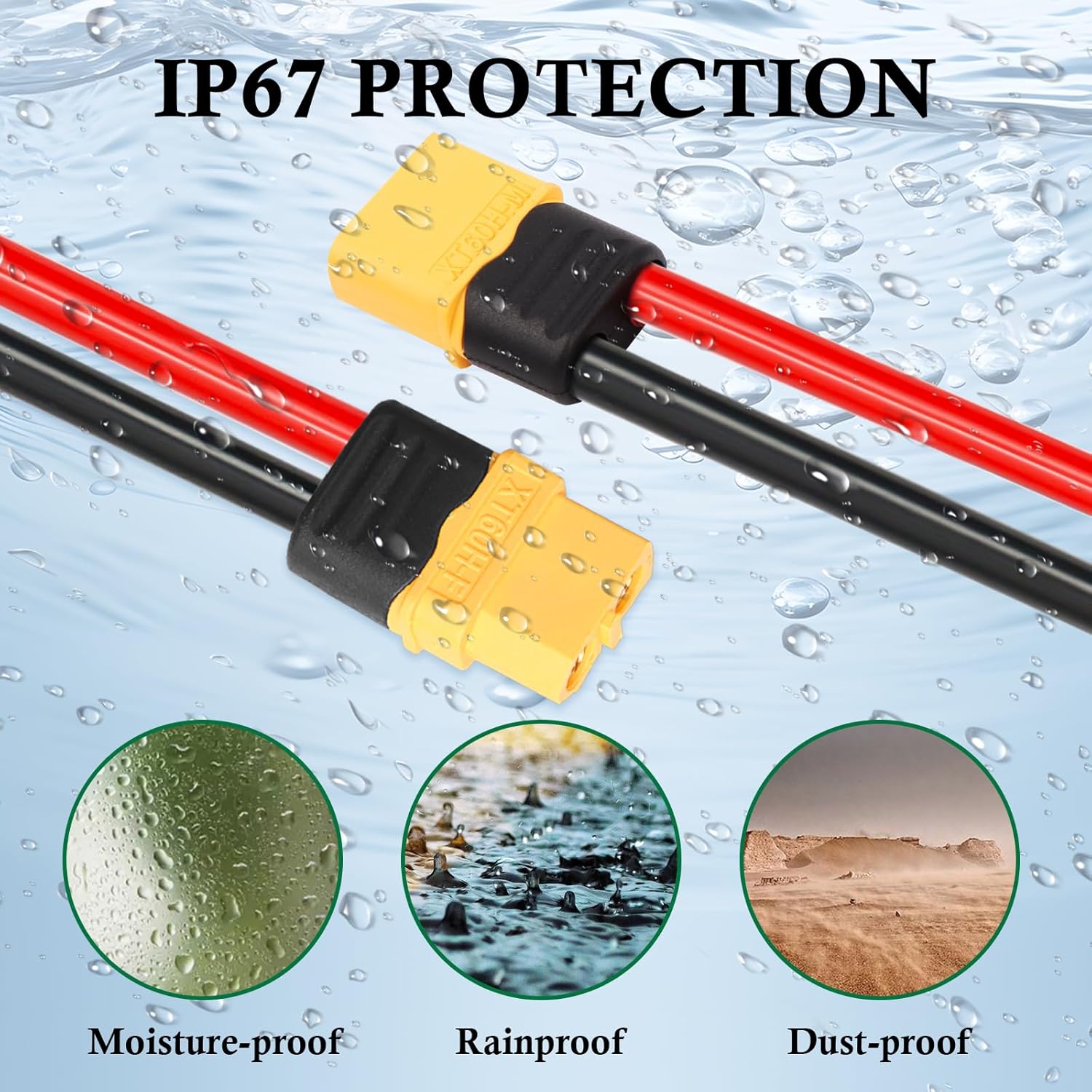 12AWG XT60 Extension Cable 50FT XT60 to XT60 Cable with Male to Female Connector for RC Battery Portable Power Station Solar Panel