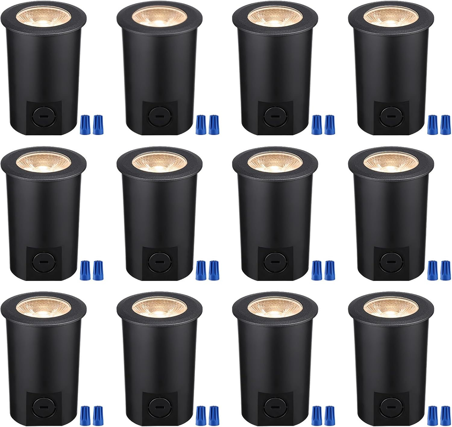 LEONLITE 12-Pack 7W 5CCT Well Lights Landscape LED In Ground, 12-24V AC/DC Low Voltage, CRI90 IP67 Inground Well Lights Outdoor, Black Aluminum Housing, Embedded Parts Included
