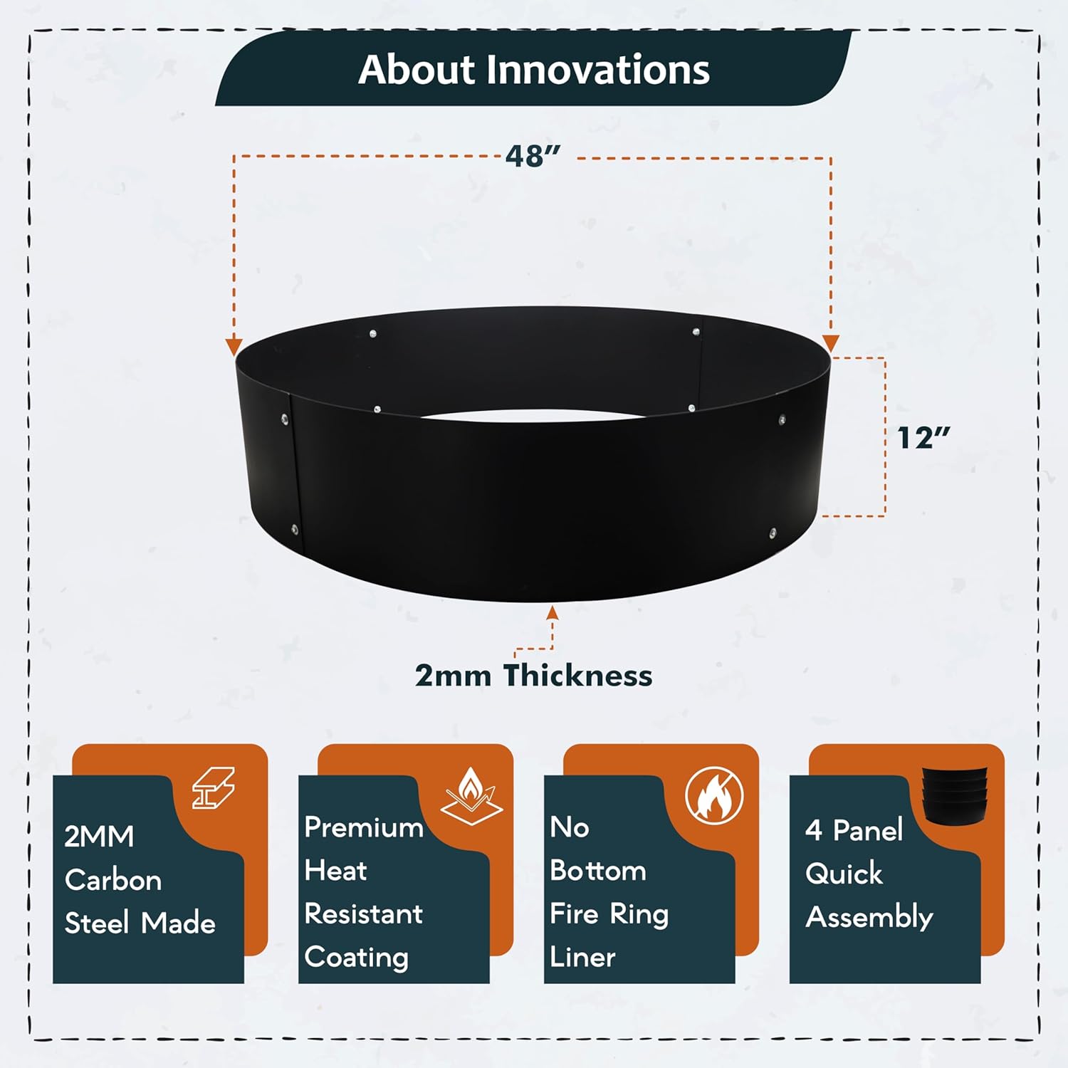 FEBTECH Portable Fire Pit Insert - 48