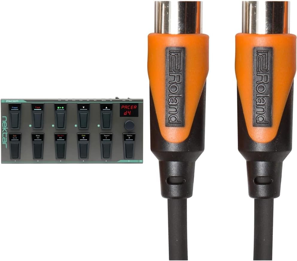 Nektar Pacer USB MIDI Footswitch Controller (Dark Grey) + Roland 10ft MIDI Cable (Black Series)