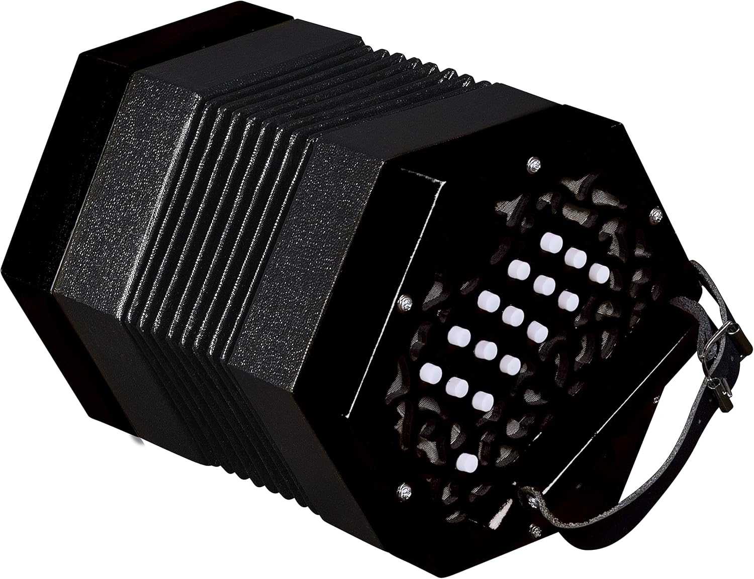 Trinity College AP-1130A Anglo-Style Concertina – 30-Button, Black Finish – Traditional Folk Instrument with 1½ Octave Range, Bellows, and Carrying Bag