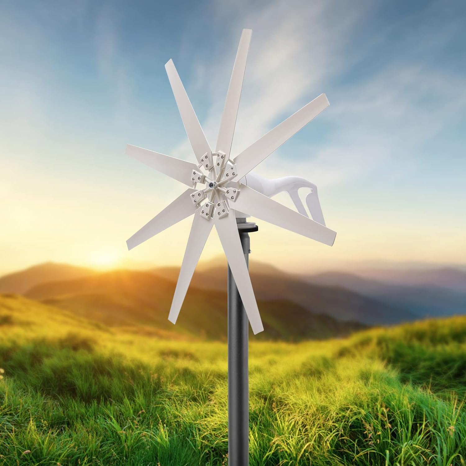 Wind Turbine Generator Kit 600W 12V with 8 Blade, Wind Generator Kit with Charge Controller, Wind Power Generator for Marine, RV, Home, Windmill Generator Suit for Hybrid Solar Wind System