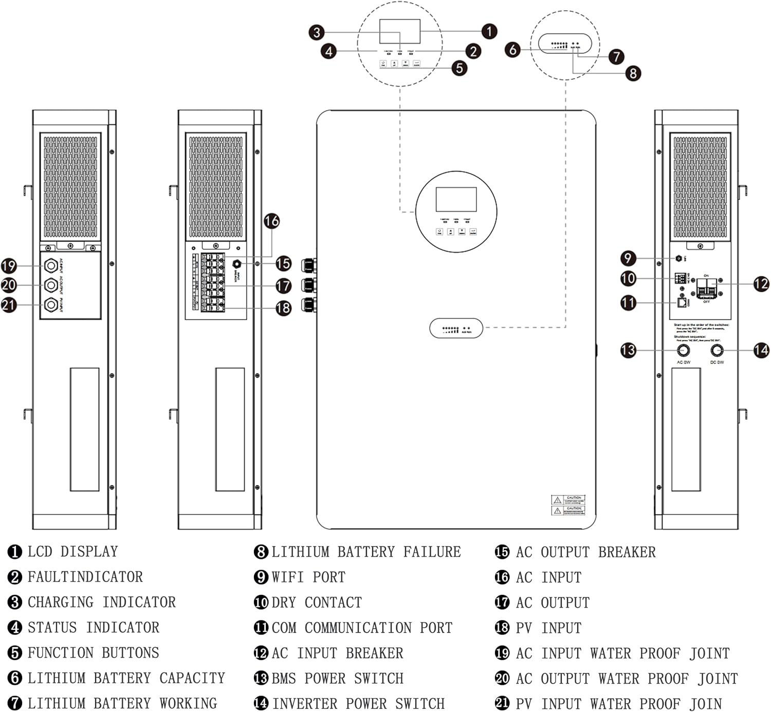 ZLPOWER All-in-One 3.5KVA Solar Inverter with 2.56kWh LiFePO4 Battery, AC Input/Output 120V/240V Split Phase Pure Sine Wave Inverter, 100A MPPT & WiFi,ESS,UL Certified for Home Backup(2.56KWH-3.5KVA)