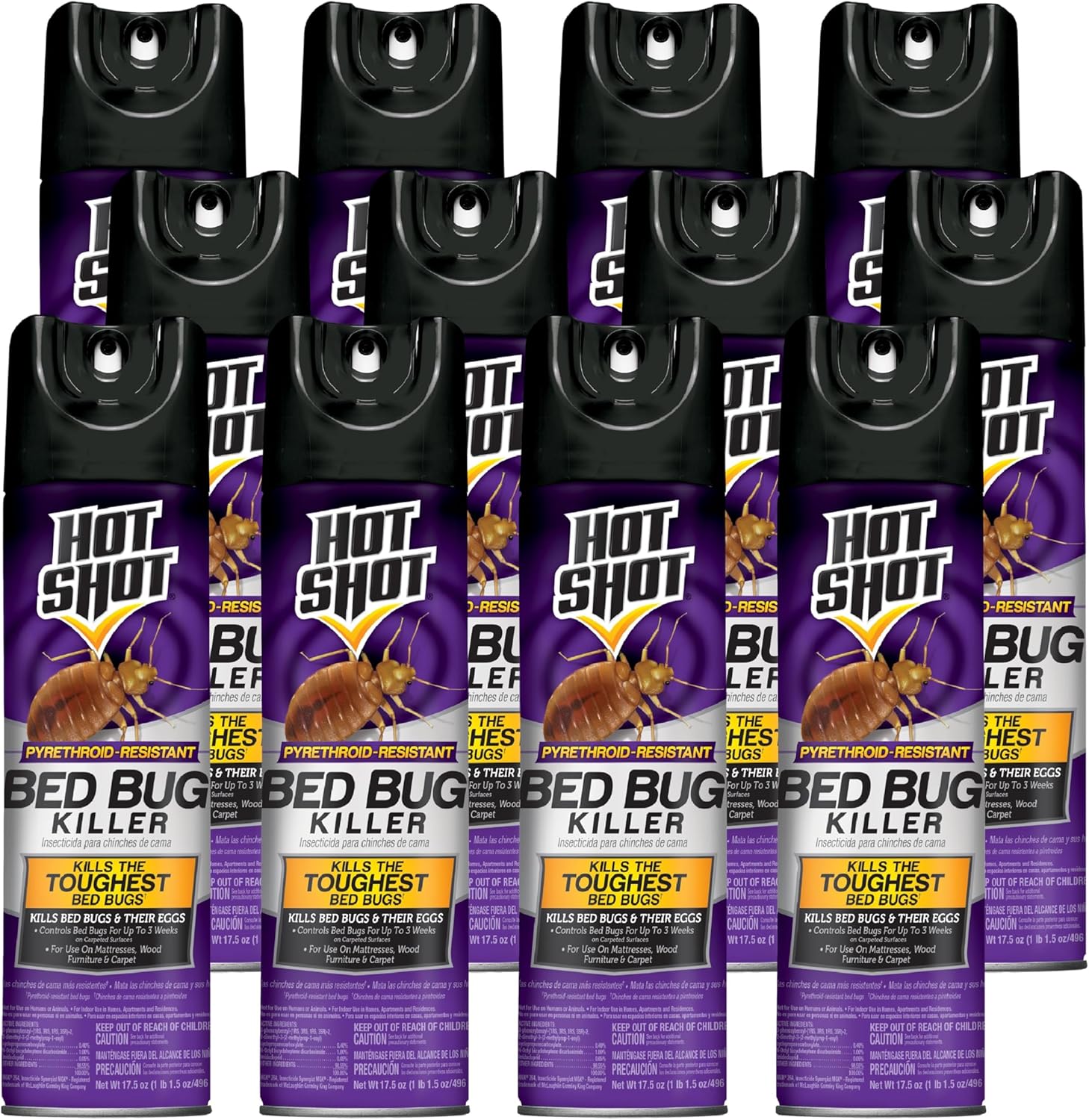 Hot Shot Bed Bug Killer Aerosol, Case Pack of 12