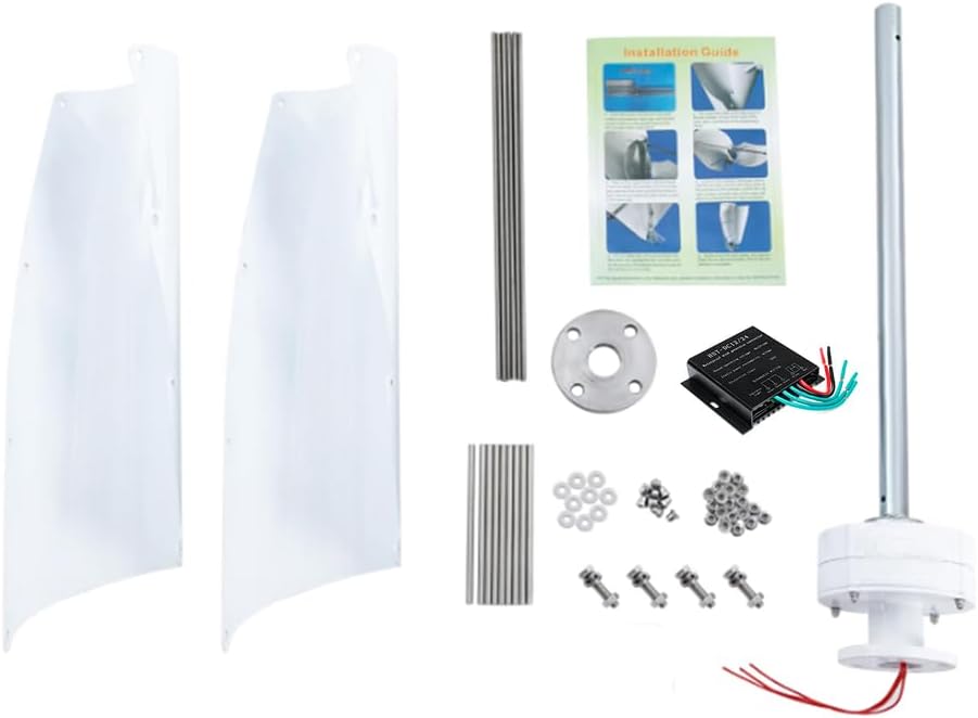 3000W Vertical 2 Blades Wind Turbine Generator Kit, with Inverter 12V 24V 48V 220V Wind Permanent Magnet Generator for Boats, Terraces, Cabins & Street Lighting