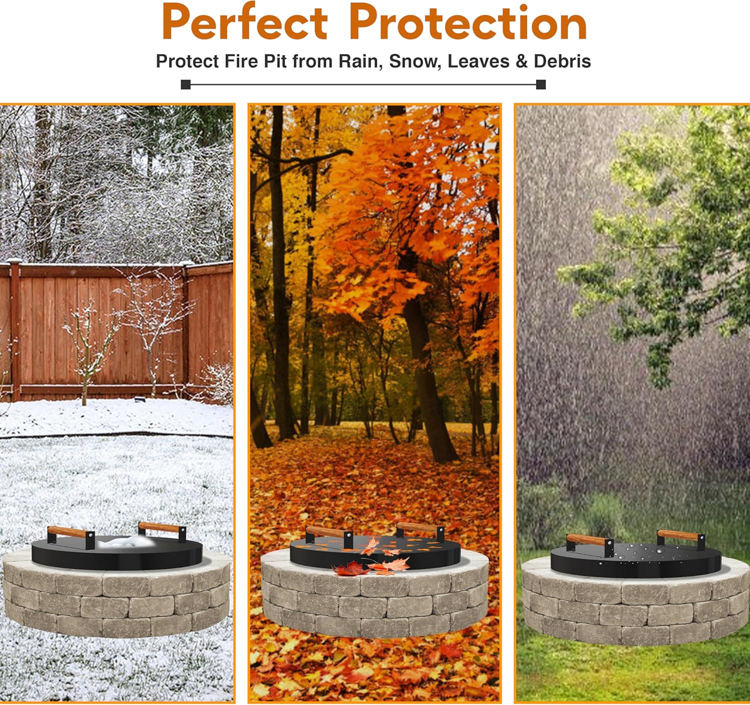 FEBTECH Fire Pit Solid Cover Compatible with Fire Pit Inside Up to 23