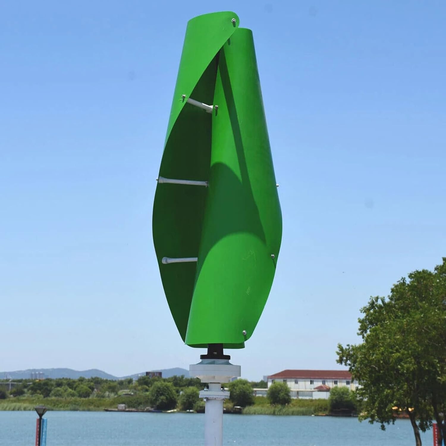 12V 24V 2000w Permanent Magnet Vertical Wind Turbine Kit Vertical Axis Wind Turbine With MPPT Controller For Home Garden Boat Marine Monitoring (Mast Not Included) ( Color : Green B , Size : 12v )