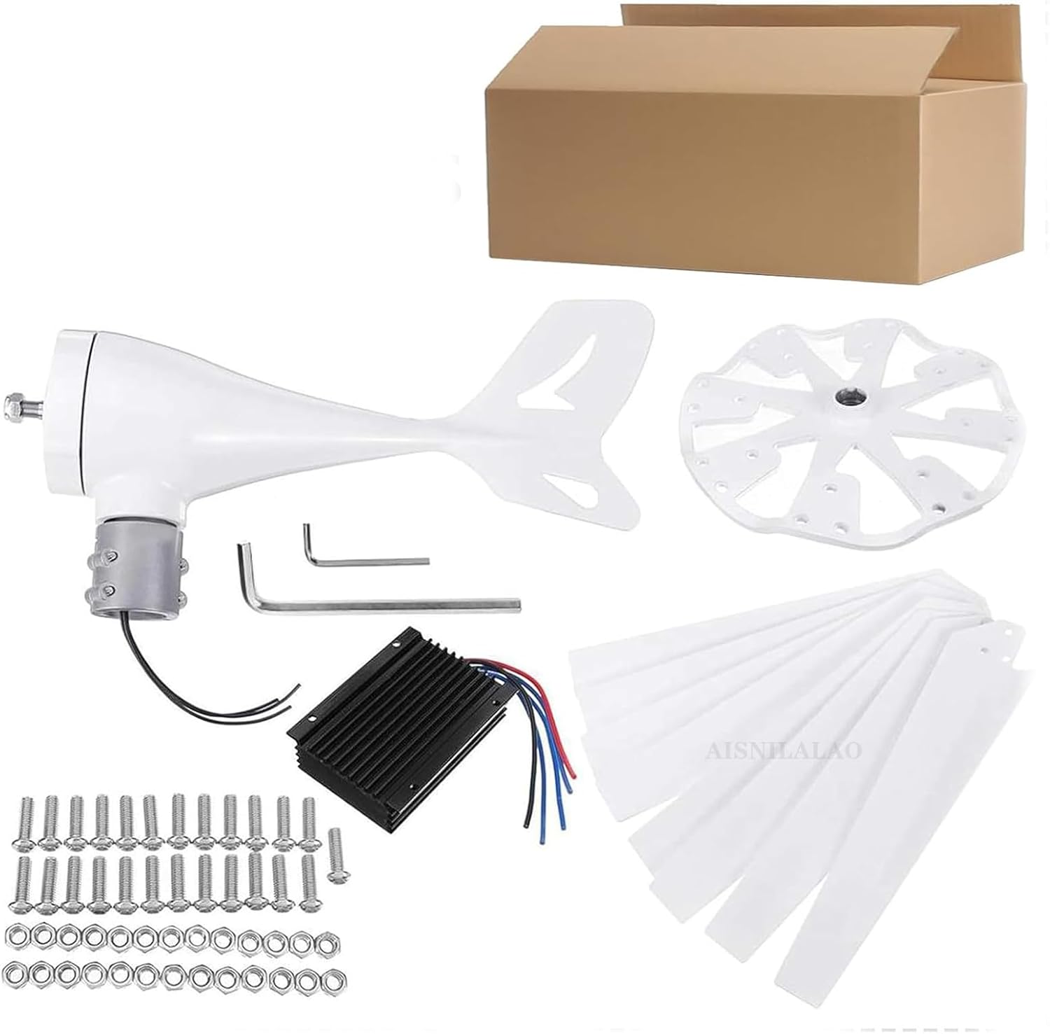 Wind Turbine Generator Kit, 12V 24V 48V 1500W Wind Power Generator with 8 Blade and MPPT Charge Controller for Marine, Home Hybrid Solar Wind System