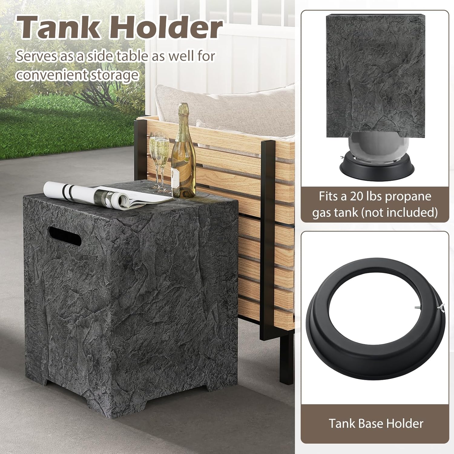 Happygrill 50,000 BTU Propane Fire Pit Table Set, 42.5