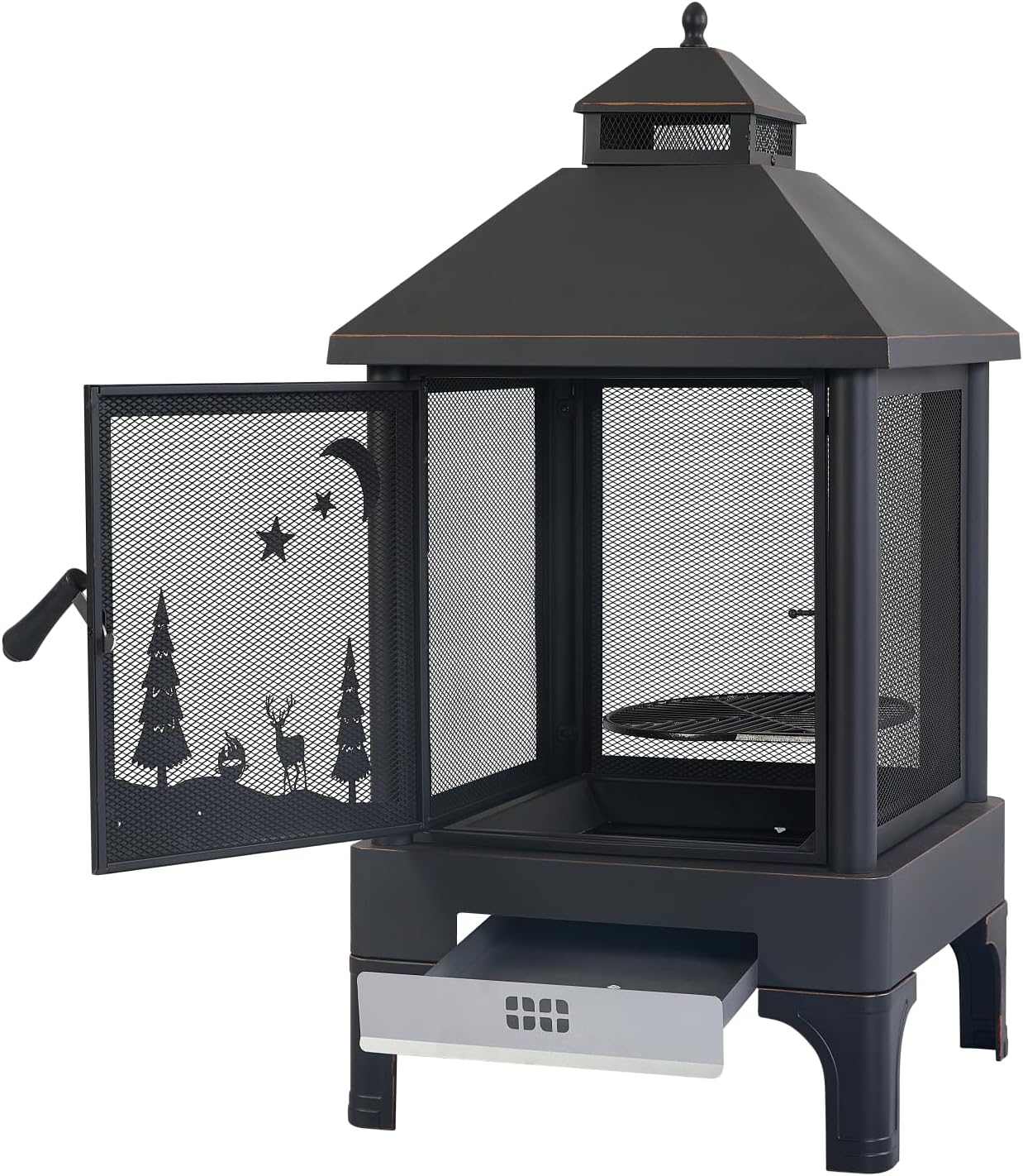 Garden Metal Outdoor Heating Furnace for Backyard 2 in 1 Fire Pit for Outdoor,Large Fire Pit Steel Wood Burning Outdoor Fireplace Tower 48.03