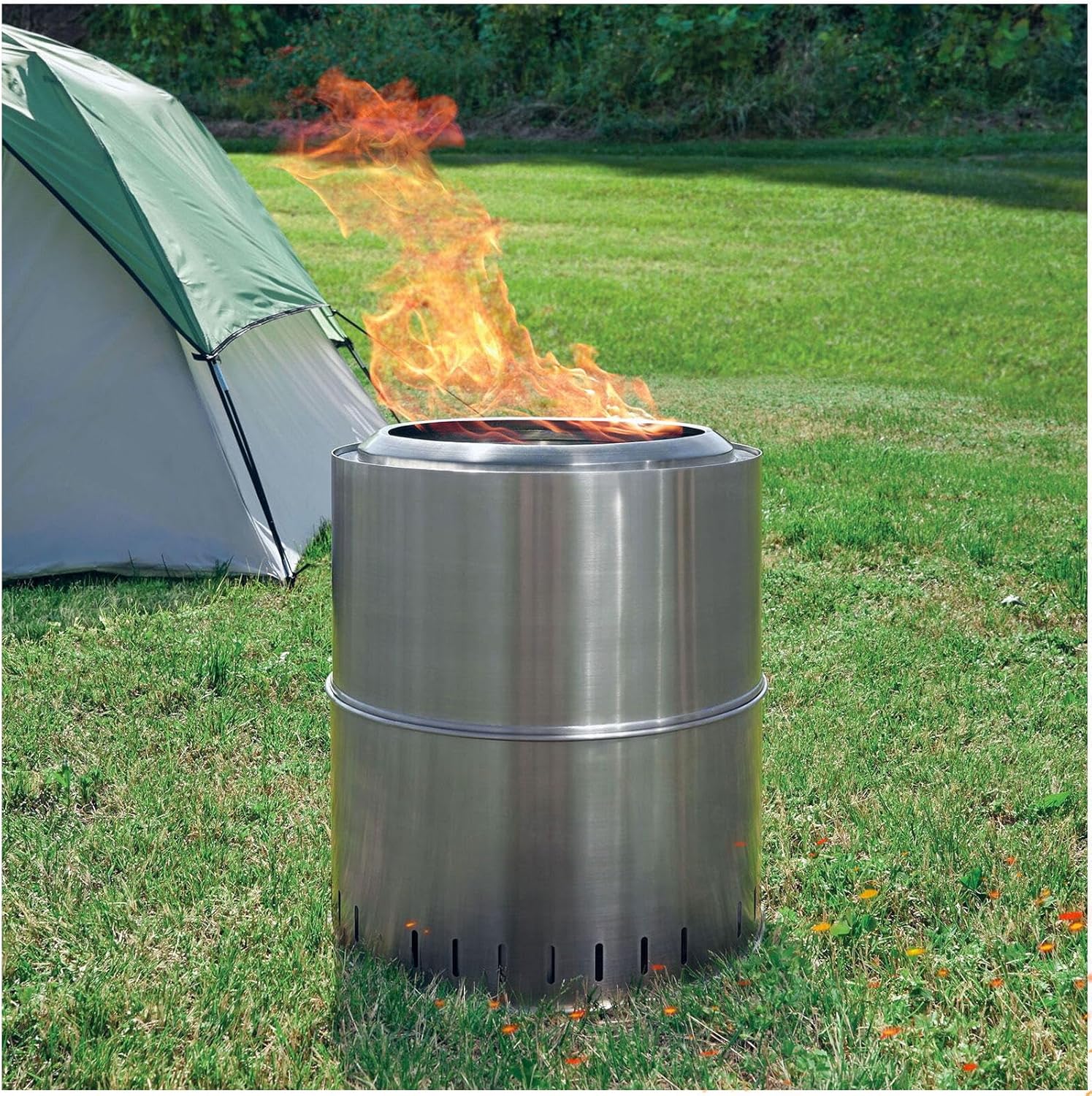 15 Inch Smokeless Fire Pits Outdoor Fire Pit Smokeless,Durable Stainless Steel for Wood Burning Smokeless Fire Pits for Patio Garden,Camping,Backyard