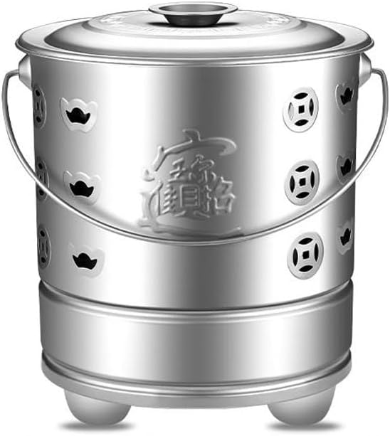 Incinerator, Burn Barrel, Yard Waste Incinerator, Outdoor Fire Pits, with Lid and Handle, Fire Barrel for Paper Leaf Courtyard Waste Trash(Silver,XX-Large)