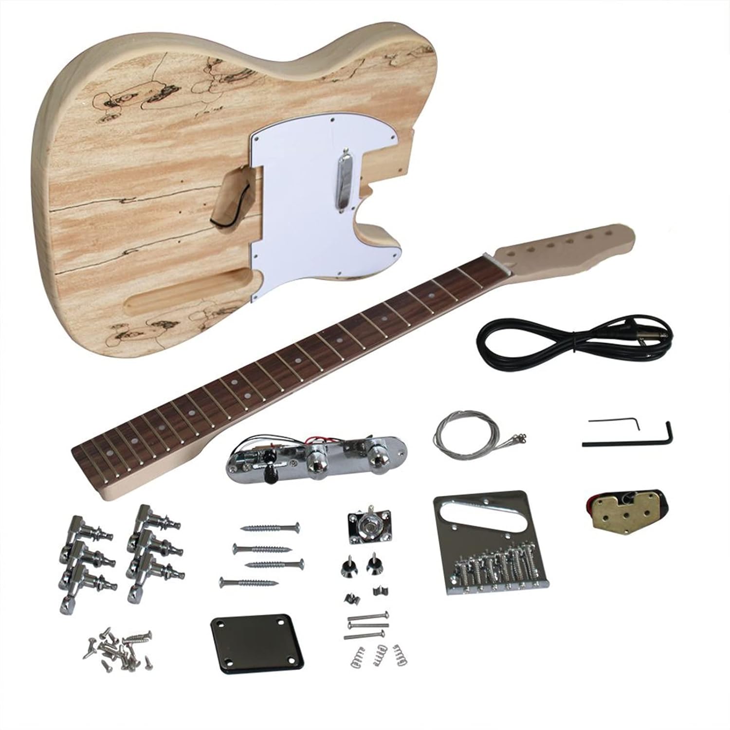 Unfinished Guitar Kit Electric Guitar Making Kit Maple Flame Pattern Electric Guitar Combination Accessories Handmade ​Guitar Body