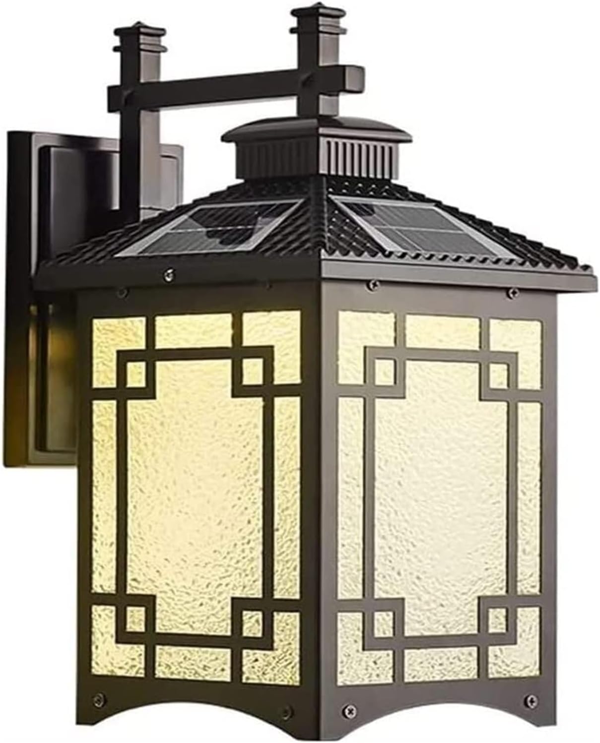 SteFik Wall Lamp Outdoor LED Super Bright Aluminum Solar Wall Light Retro Simple Design Waterproof Glass Lantern Home Garden Wall Sconce Lighting Fixture,Pendant