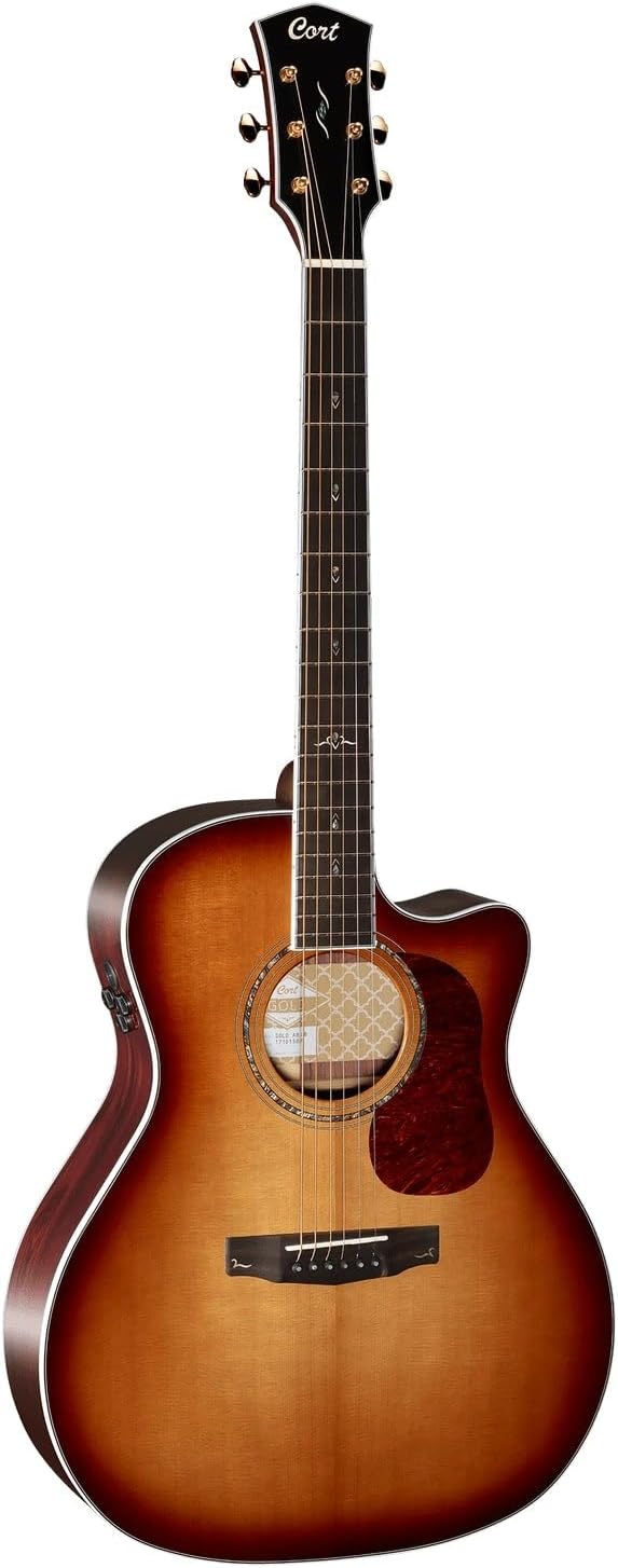 Cort 6 String Acoustic-Electric Guitar, Right, Light Burst, Full (GOLDA8LB-U)