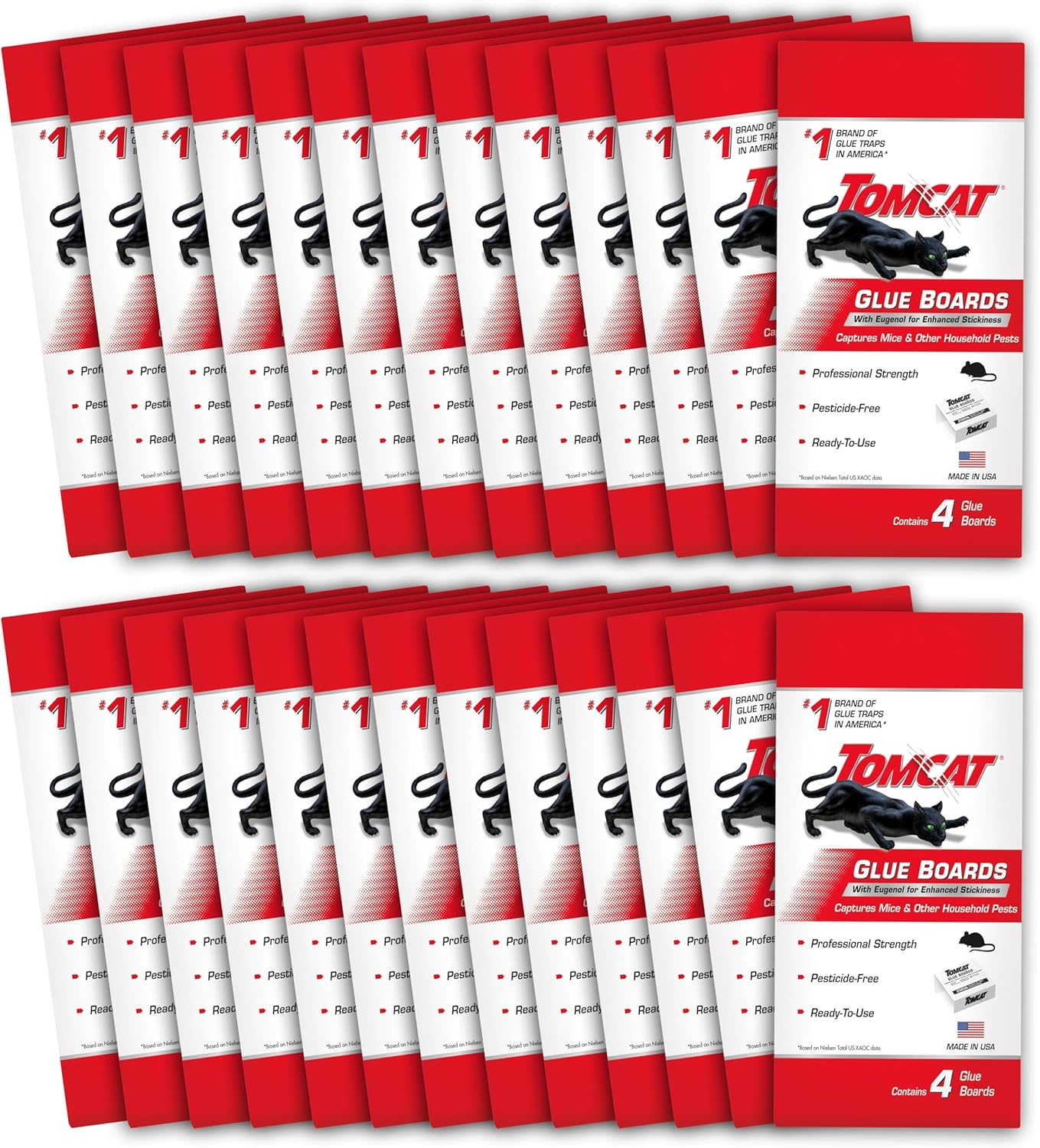 Tomcat Glue Boards with Eugenol for Enhanced Stickiness, Immediate Grip Glue Captures Mice, Cockroaches and Insects, Use Flat or Covered, Ready-To-Use, 26-Pack