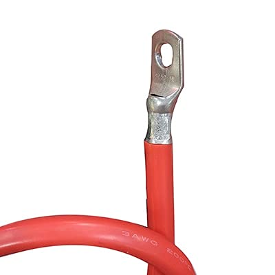 Davitu Wires & Cables - 2AWG extra soft silicone wire 35 square high temperature 200 degree thin copper wire flexible wire car battery wire wire termina - (Color: Red, Length: 2AWG 85cm, Terminal M8)