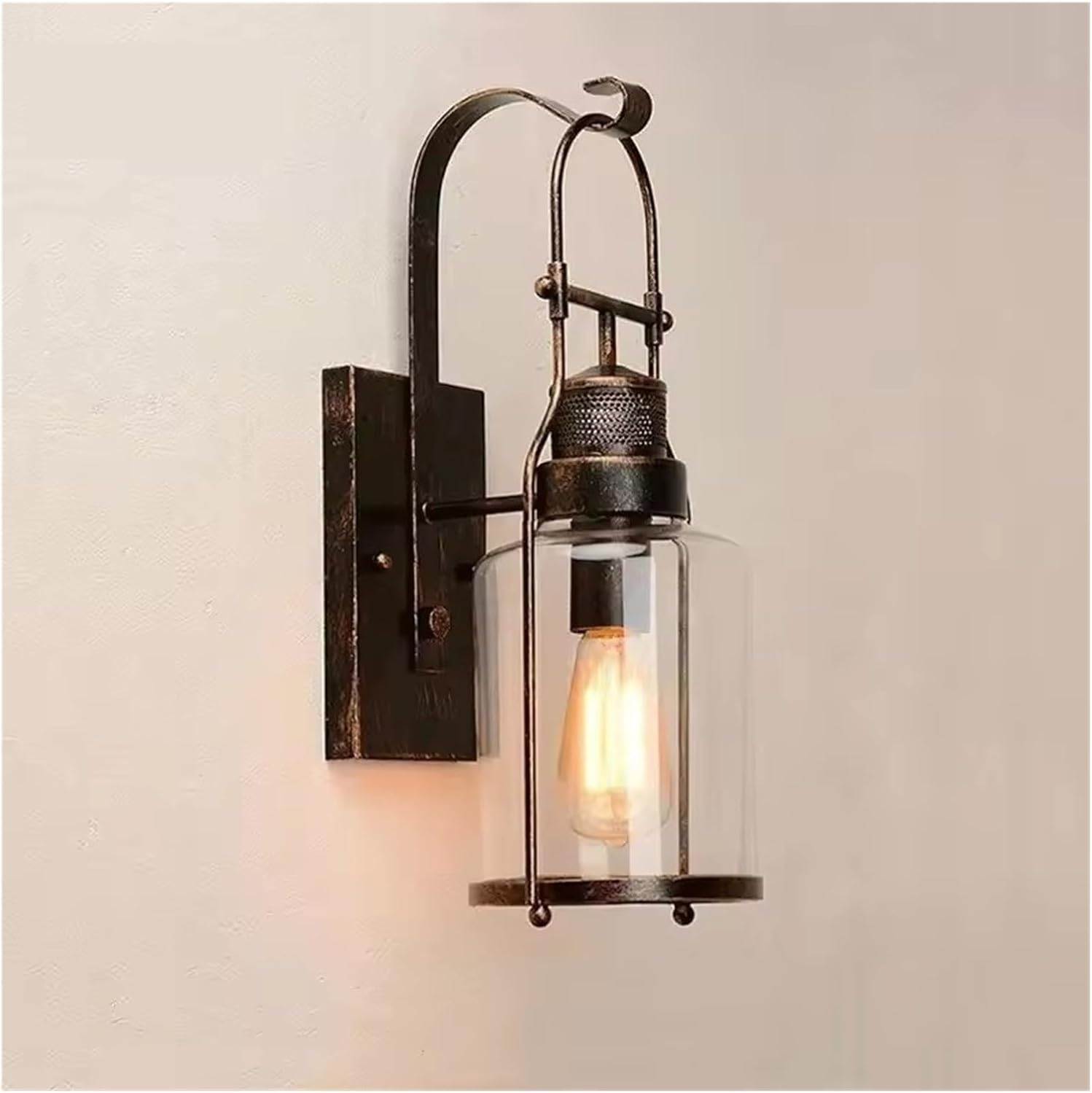 Outdoor Waterproof Wall Lamp Retro Iron Loft Garden Yard Light Bedroom Aisle Restaurant Lamp Cafe Light Balcony Glass Sconce,Practical Lighting fixtures
