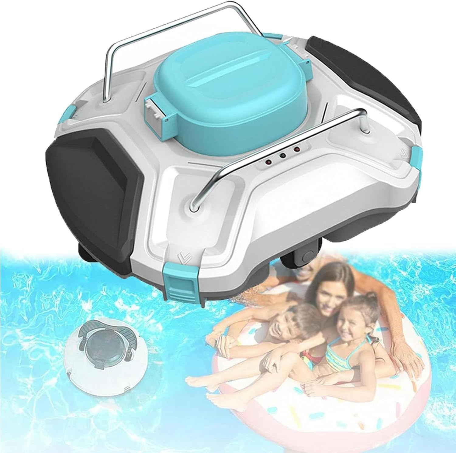 Cordless Robotic Pool Cleaner, Automatic Pool Cleaner 180 Minutes Cleaning Time, Cordless Robotic Pool Vacuum Cleaner with Automatic Parking Function for In Ground Flat Pools (White)