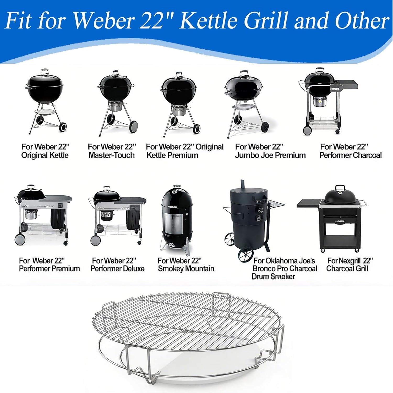 S24 (1-Pack) Cooking Grate System Grilling Accessory for Weber 22