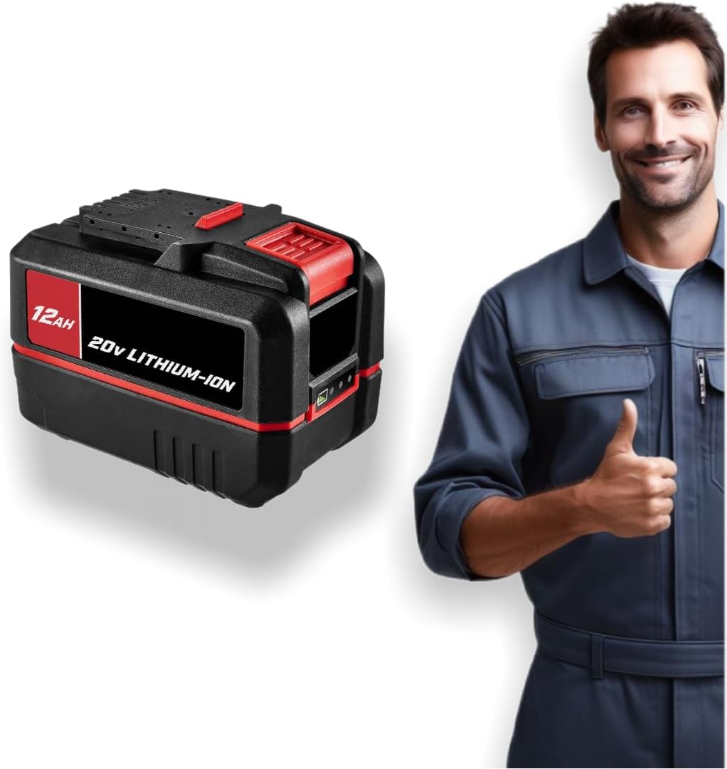 ÑEW! 20V 12 Ah High-Capacity Lithium-Ion Battery for BAUER 20V Cordless Tools with High Power Demand - 40% More Power, 140% More Runtime, Easy-View Fuel Gauge: The Ultimate Power & Runtime Battery!