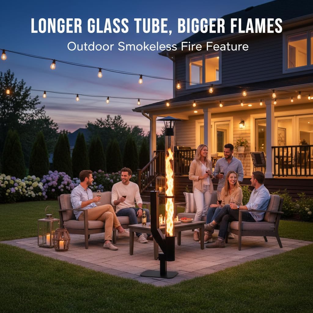 yoyomax Wood Pellet Patio Heater, Outdoor Pellet Heater, Portable Wood Pellet Fire Pit with Ash Tray Patio Rocket Stove for Backyard Camping Garden Balcony, PH03