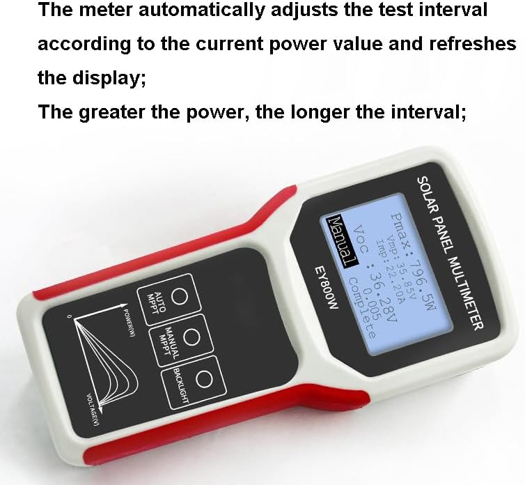 Solar Panel Tester/EY800W Solar Panel Meter/PV Testing Instrument Ultra Open Circuit Voltage Auto/Manual MPPT Clear LCD