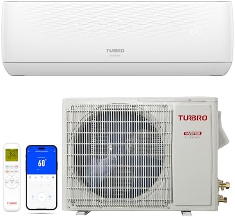 TURBRO 24,000 BTU Ductless Mini Split AC/Heat Pump, 18.5 SEER2 Inverter, WiFi Smart Control, R32 Refrigerant, 230V Pre-Charged System, AHRI Certified, Finnmark Series