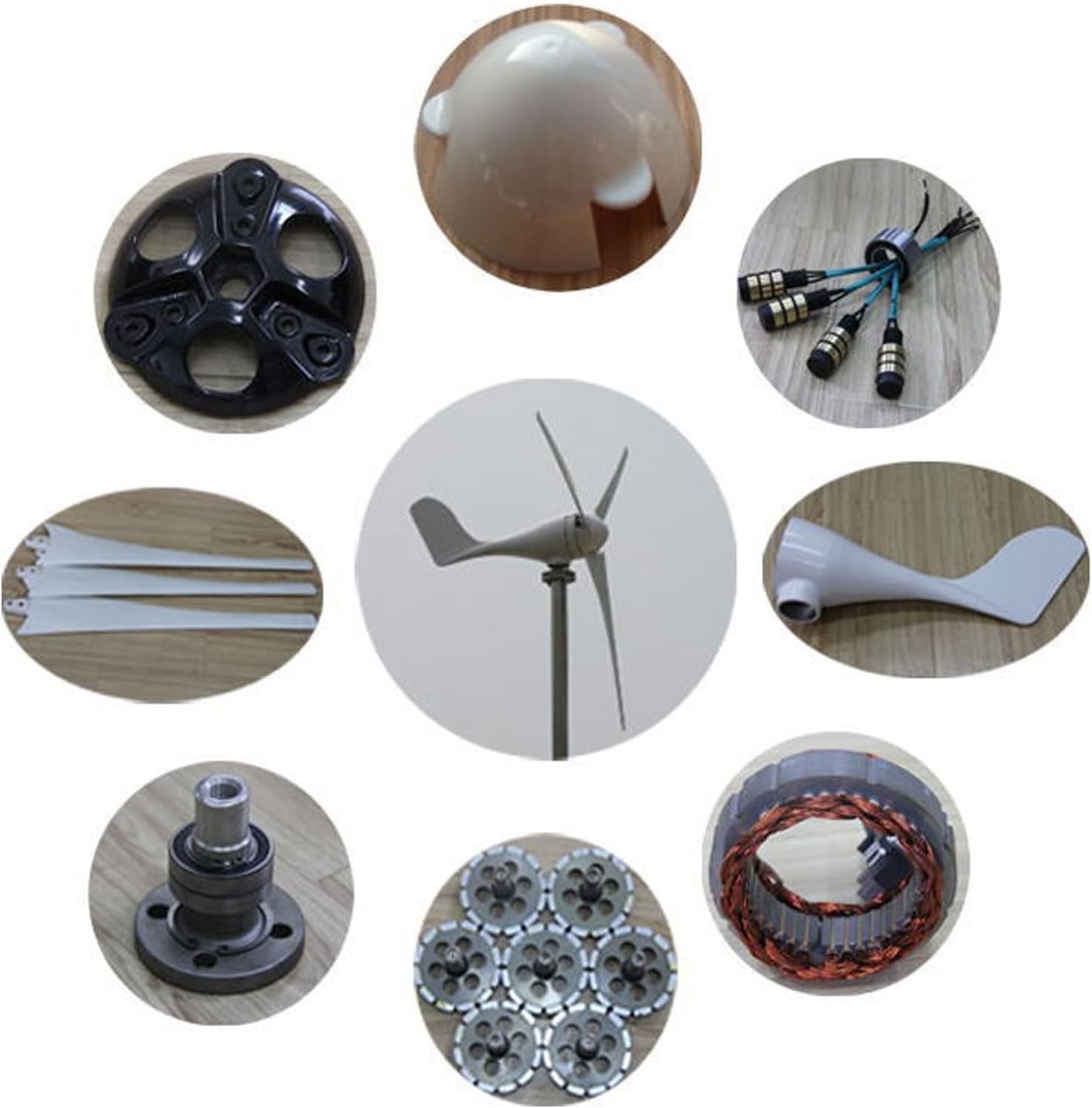 1000W DC 12V/24V/48V Wind Turbine Wind Hybrid Generator 5 Blades PWM Controller Alternator Auto Adjust Windward Direction Three-Phase AC Permanent Magnet Generator (48, Volts)