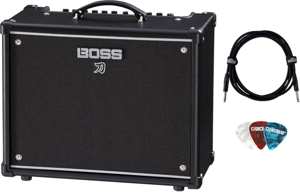 Boss Katana-50 Gen 3 50-Watt 1x12-Inch Guitar Combo Amplifier Bundle with Gearlux Instrument Cable and Picks