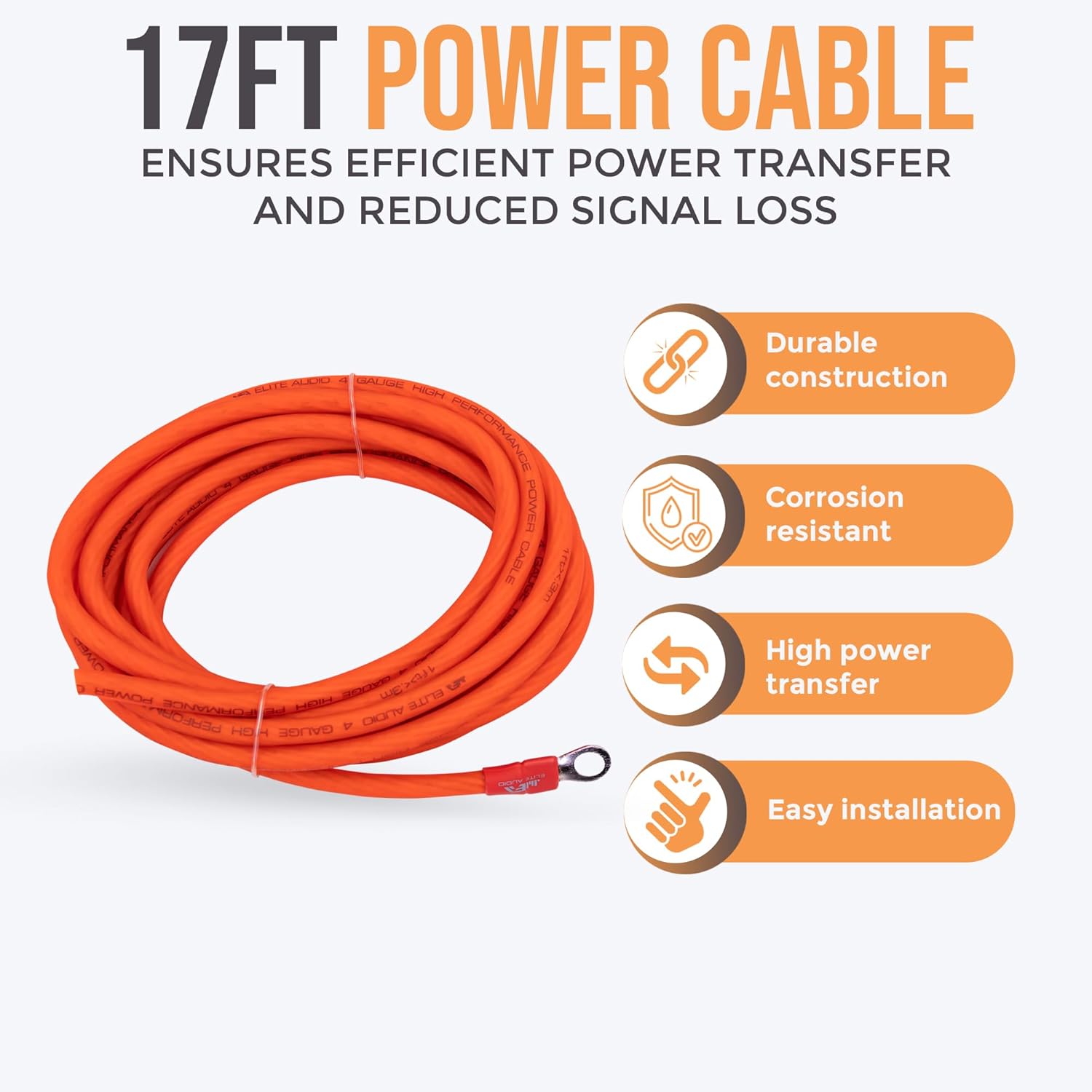 Elite Audio Premium Series Amp Kit Copper Clad Aluminum Wire, Triple-Shielded RCA Cables, High-Power Capacity, ANL Fuse Holder, Car Amplifier Install Kit (4 Gauge (Full Size ANL))